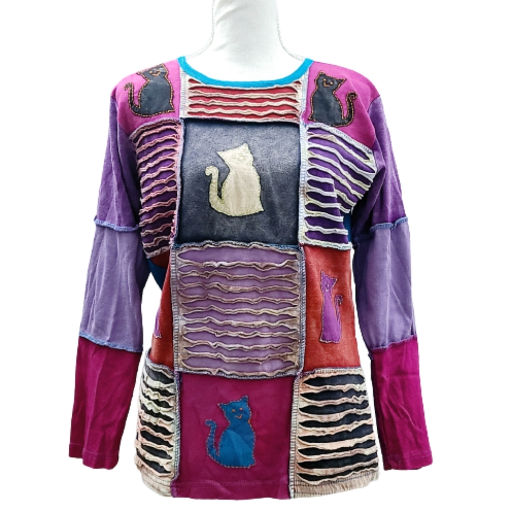Greater Good Network Patchwork Cat Shirt S/M